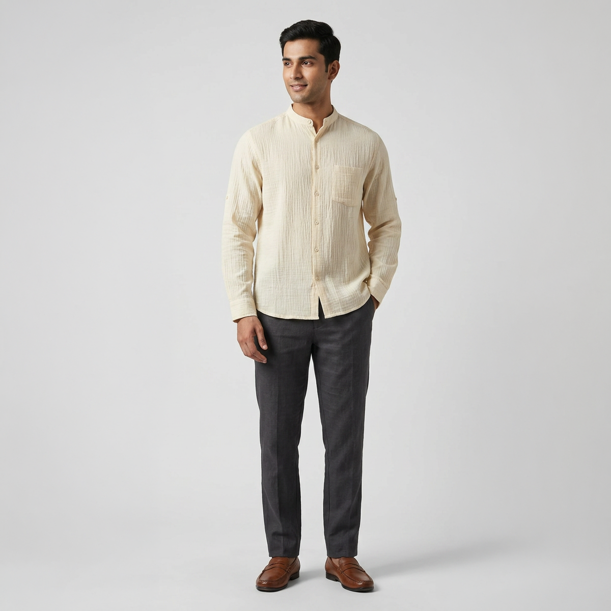 Cotton Solid Straight Shirt
