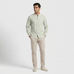 Cotton Striped Straight Shirt