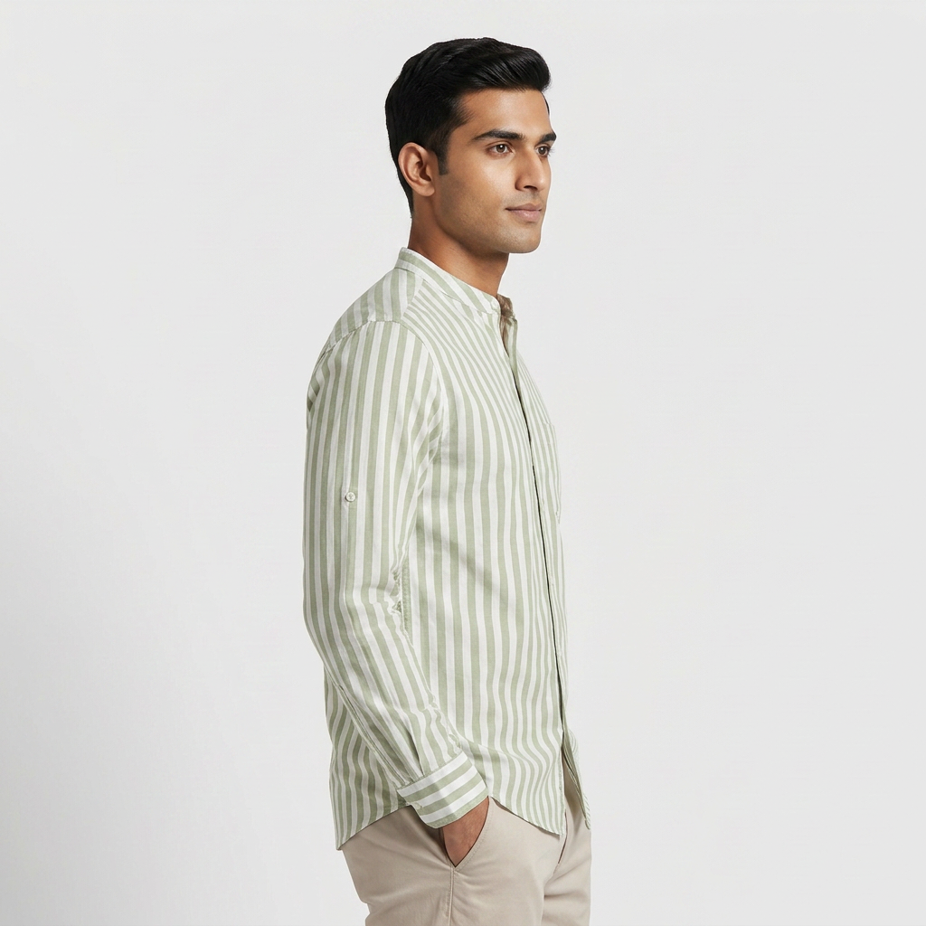 Cotton Striped Straight Shirt