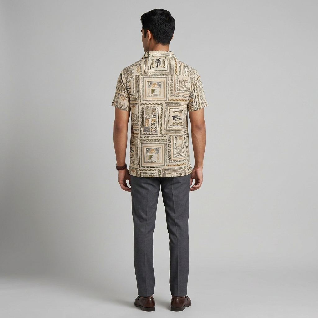 Cotton Printed Straight Shirt