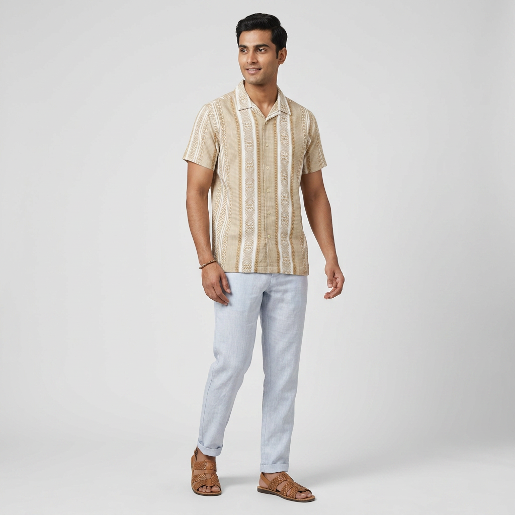 Cotton Printed Straight Shirt