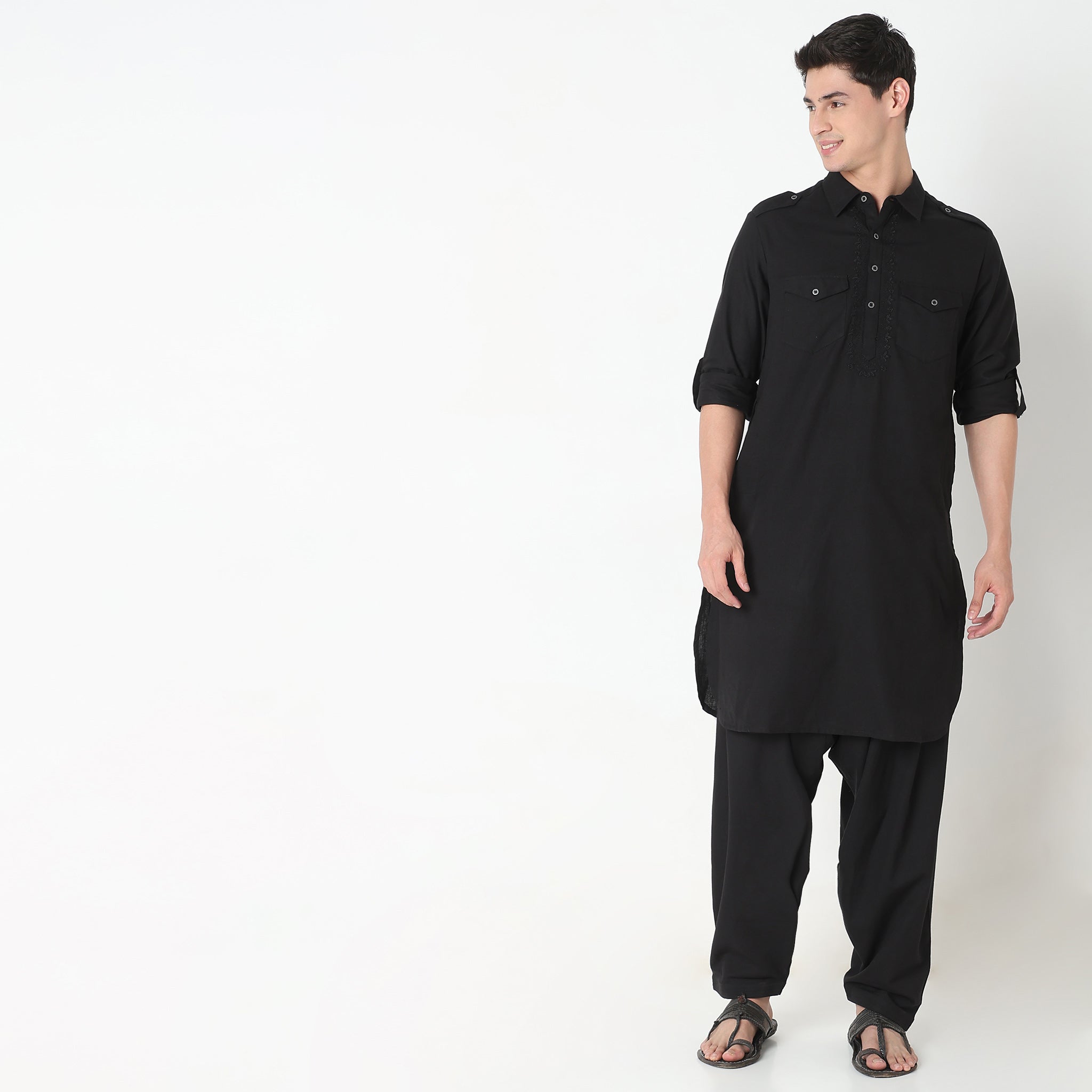 Regular Fit Solid Kurta with Patiyala Set