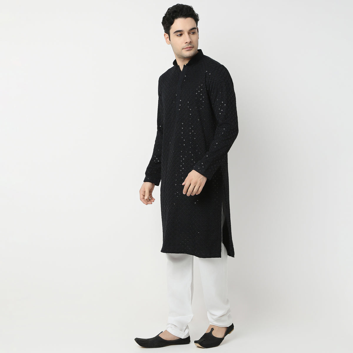 Regular Fit Embroidered Kurta with Pant Set