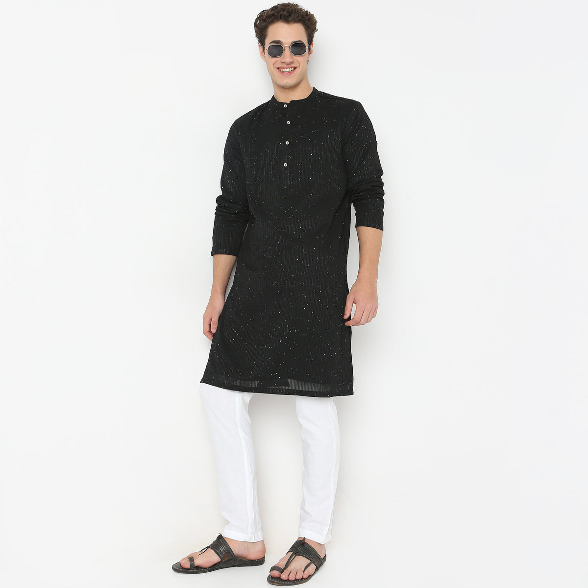 Regular Fit Embroidered Kurta with Pyjama Set