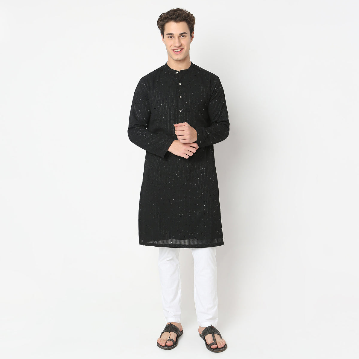 Regular Fit Embroidered Kurta with Pyjama Set