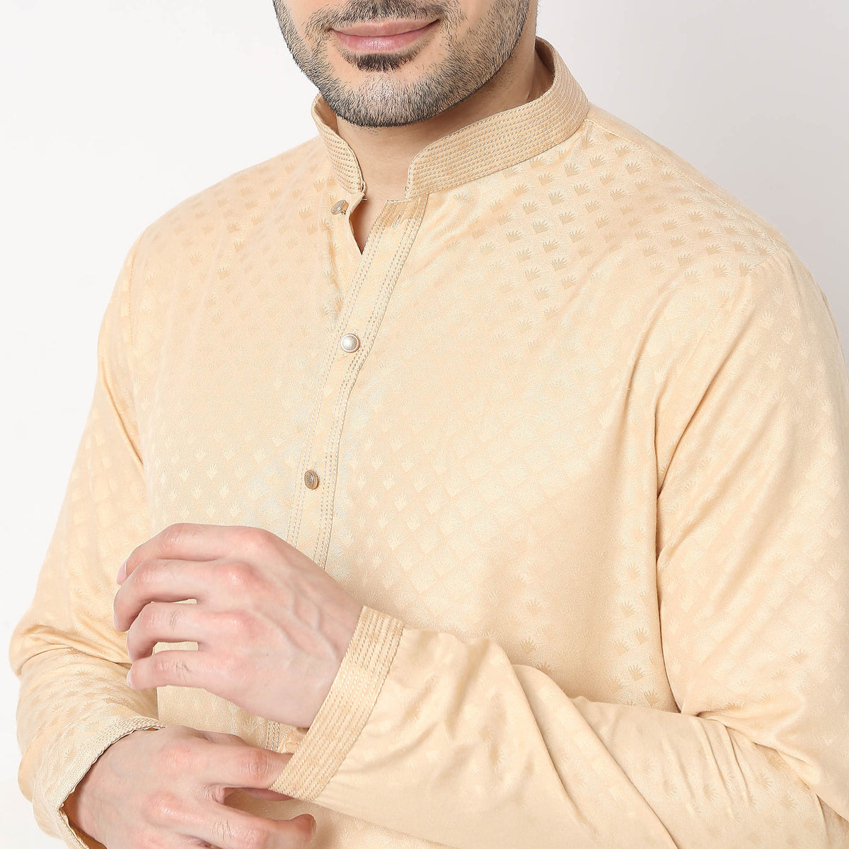 Regular Fit Jacquard Kurta with Pant Set