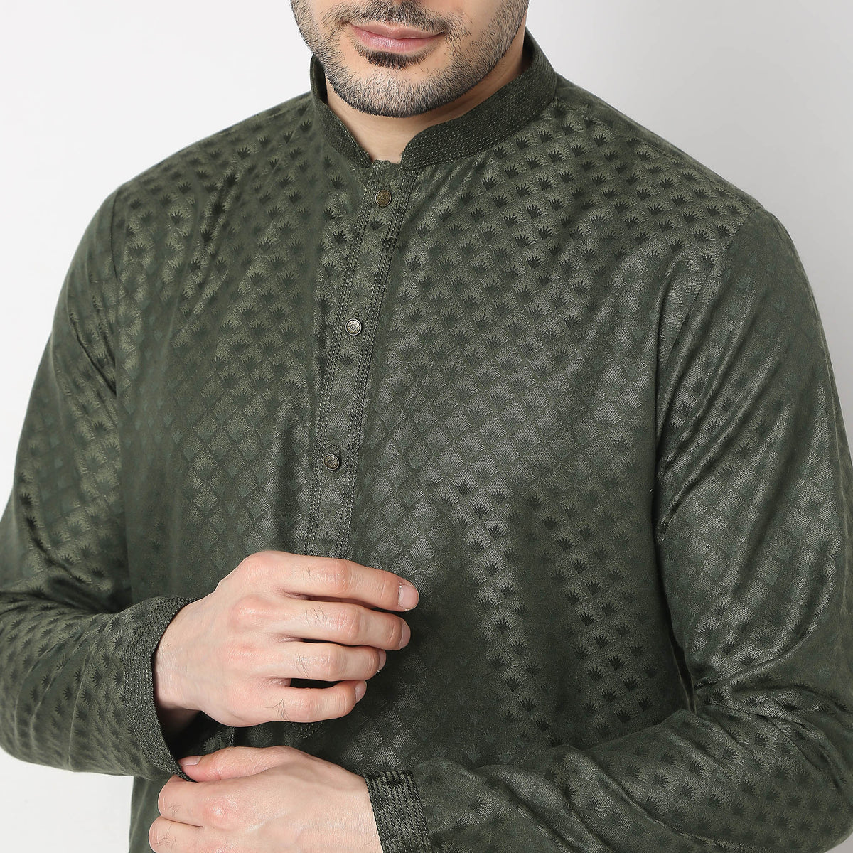 Regular Fit Jacquard Kurta with Pant Set