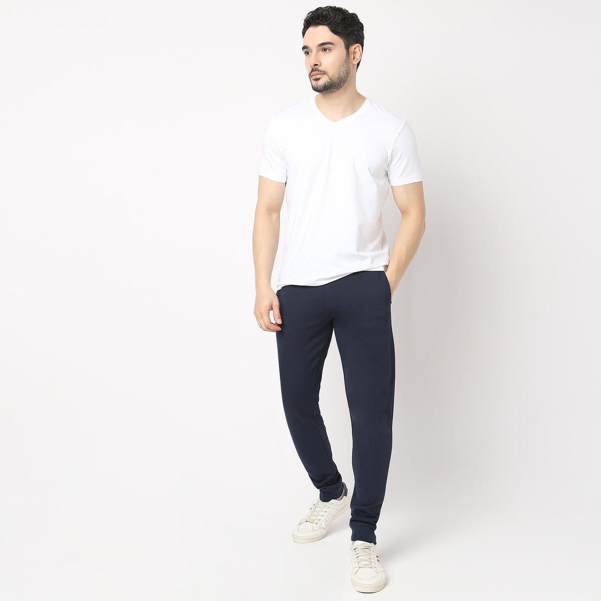 Regular Fit Solid Mid Rise Trackpants