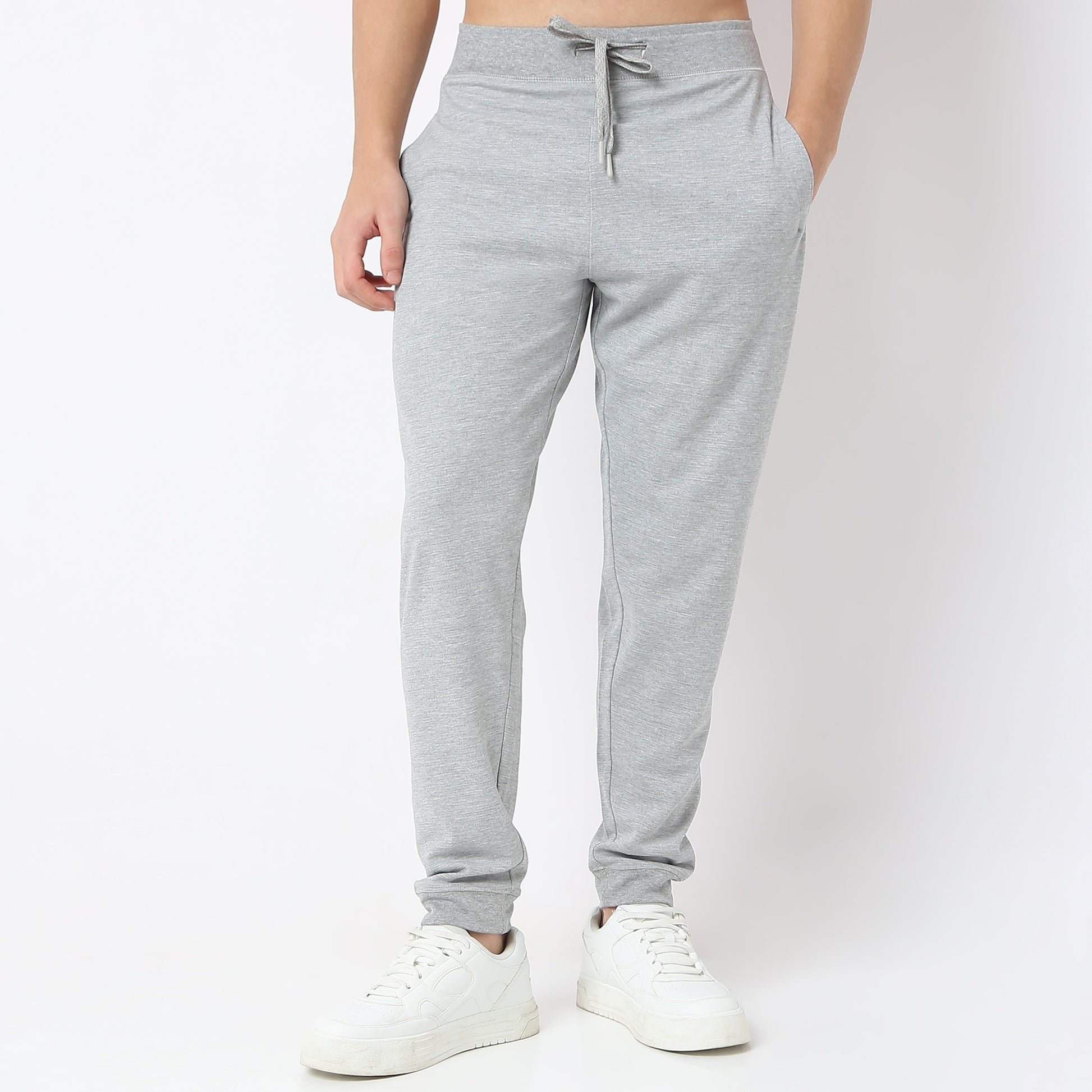 Regular Fit Solid Mid Rise Trackpants