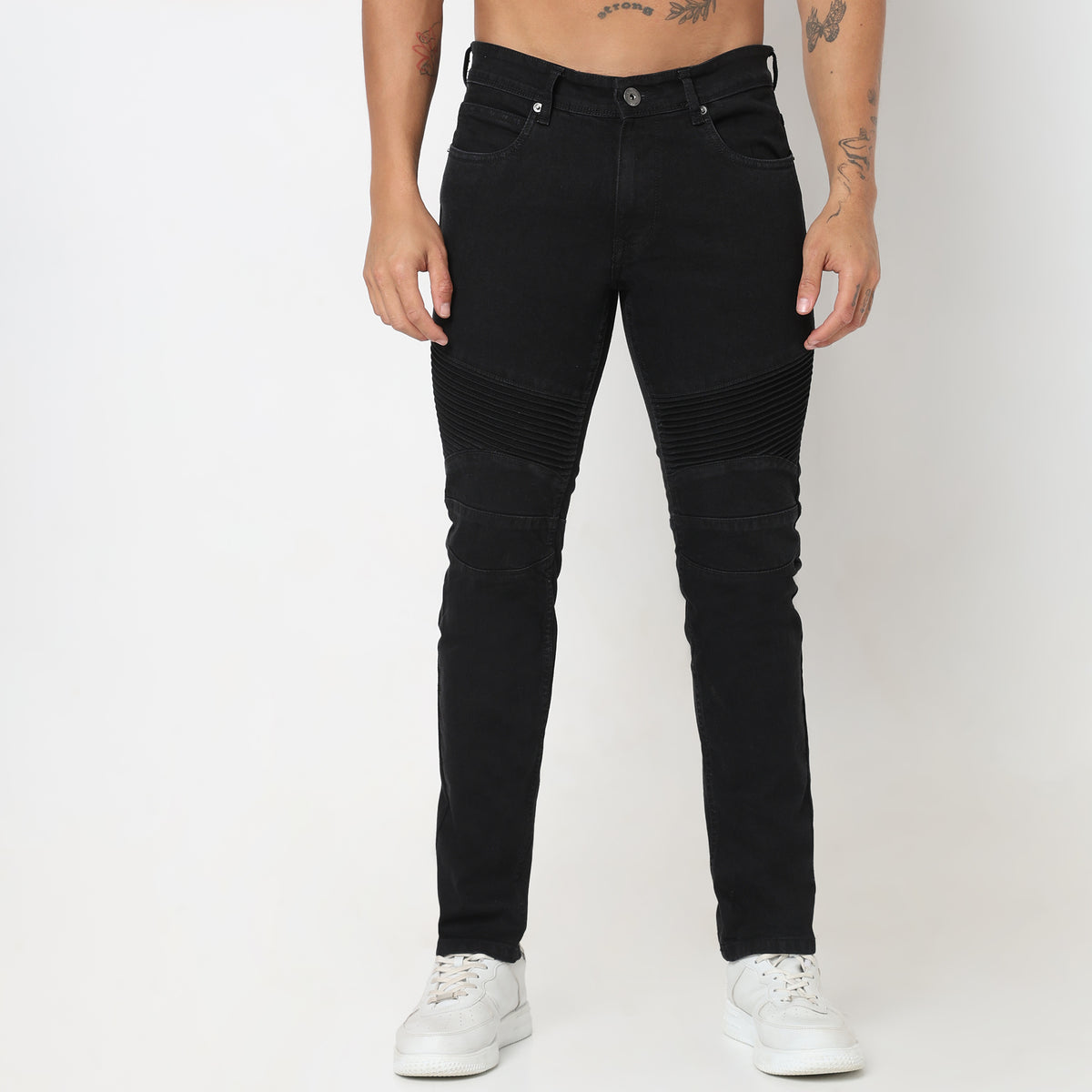 Slim Fit Solid Mid Rise Jeans