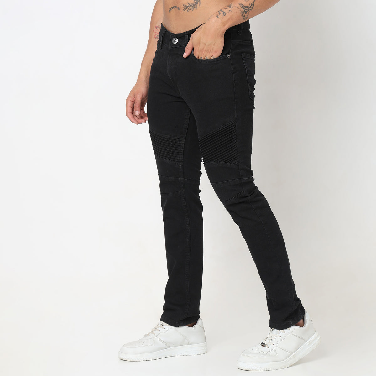 Slim Fit Solid Mid Rise Jeans