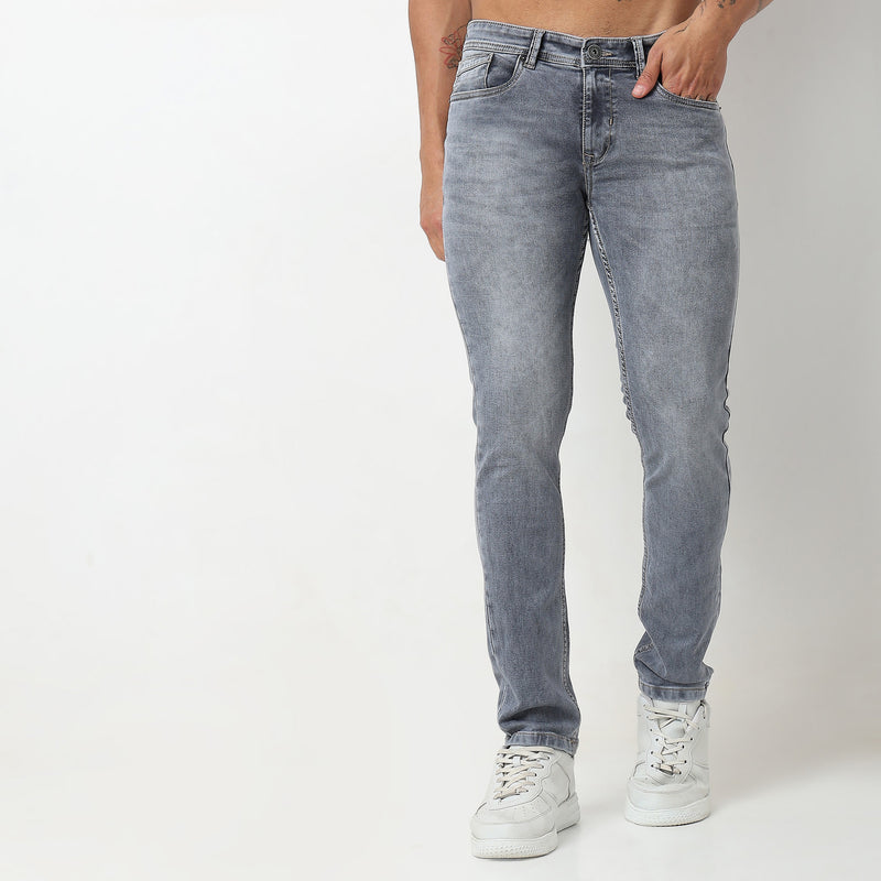 Slim Fit Solid Mid Rise Jeans