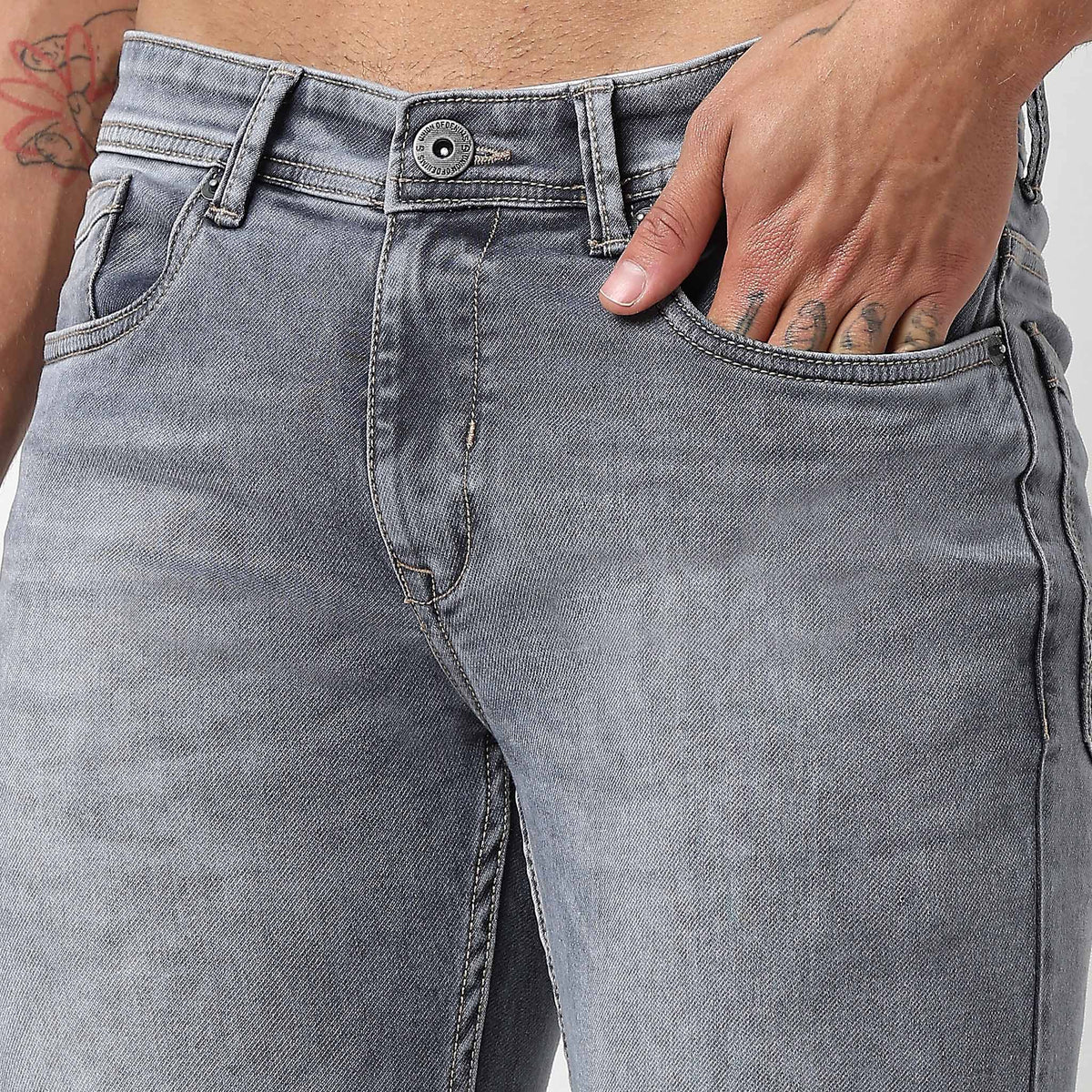 Slim Fit Solid Mid Rise Jeans