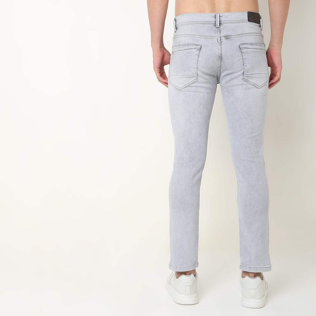 Slim Fit Solid Mid Rise Jeans