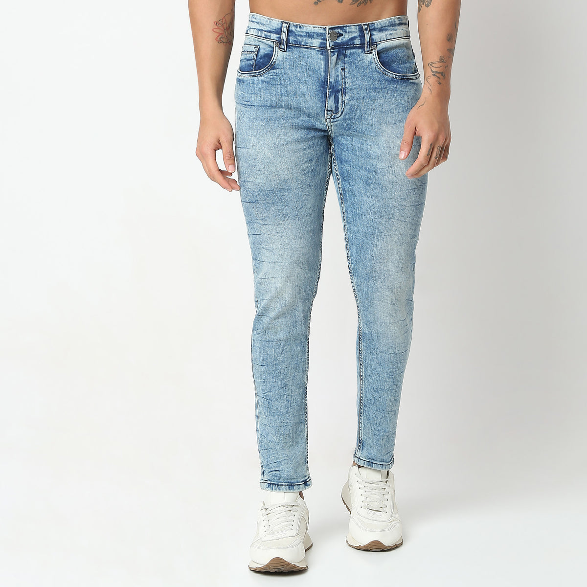 Skinny Comfort Solid Mid Rise Jeans