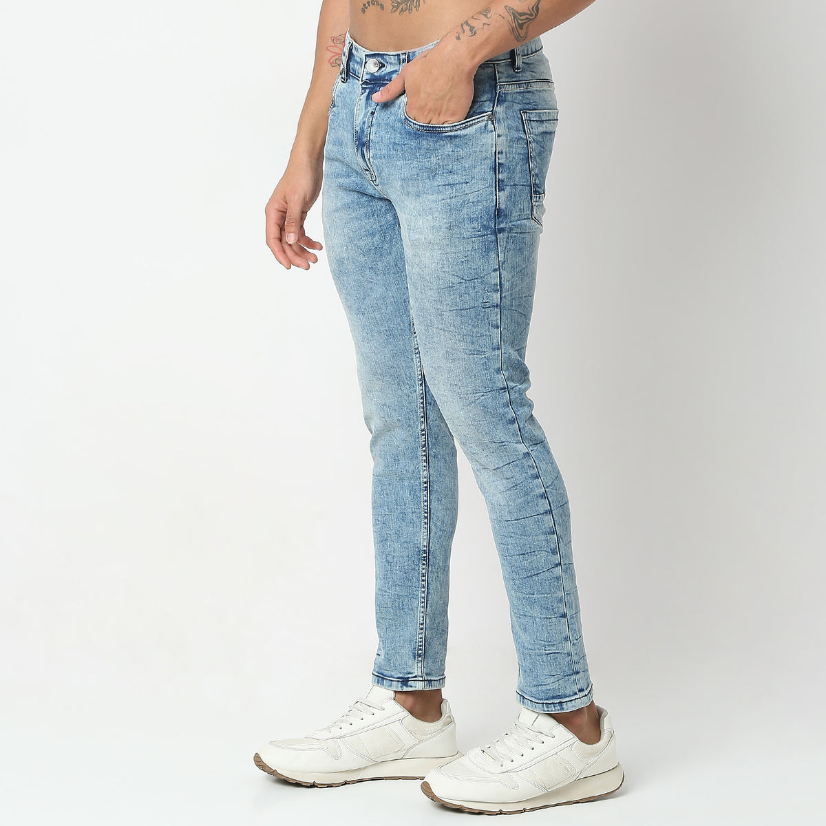 Skinny Comfort Solid Mid Rise Jeans