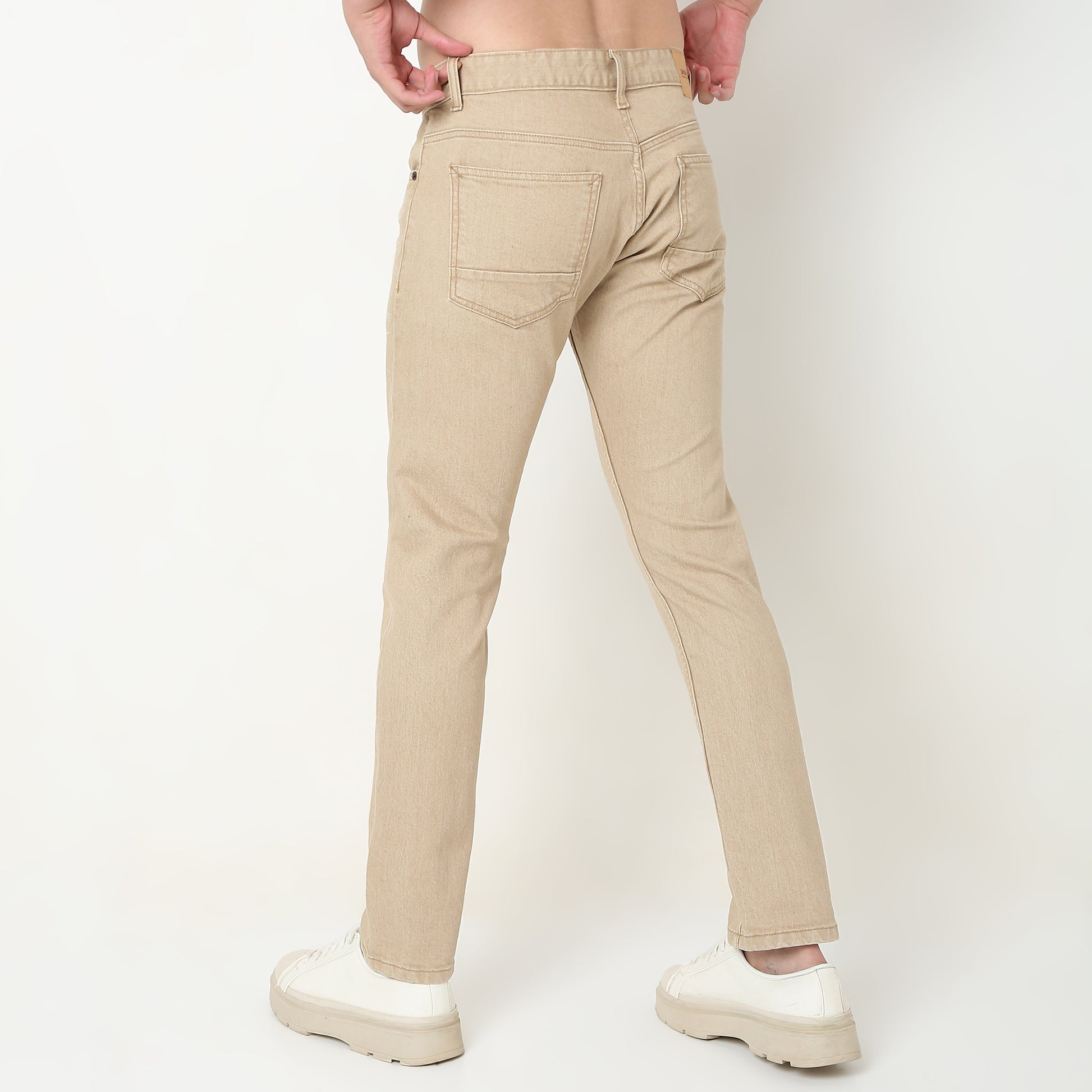 Straight Fit Solid Mid Rise Jeans