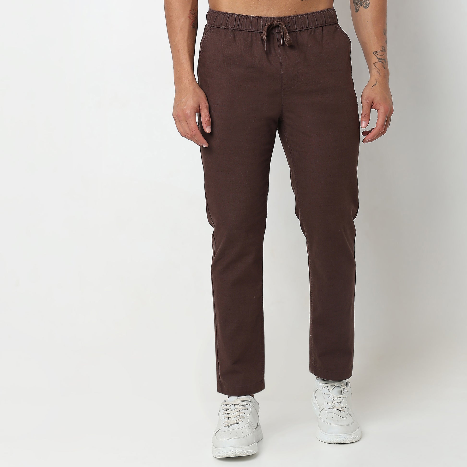 Regular Fit Solid Mid Rise Lounge Pants