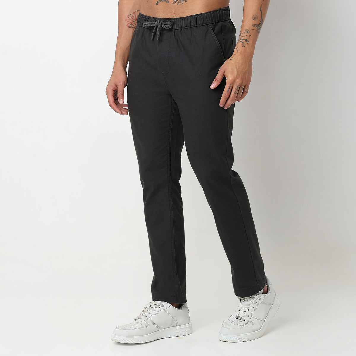 Regular Fit Solid Mid Rise Lounge Pants