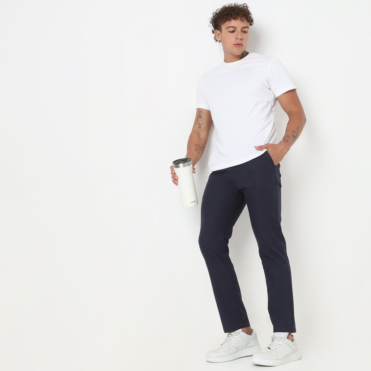 Regular Fit Solid Mid Rise Lounge Pants