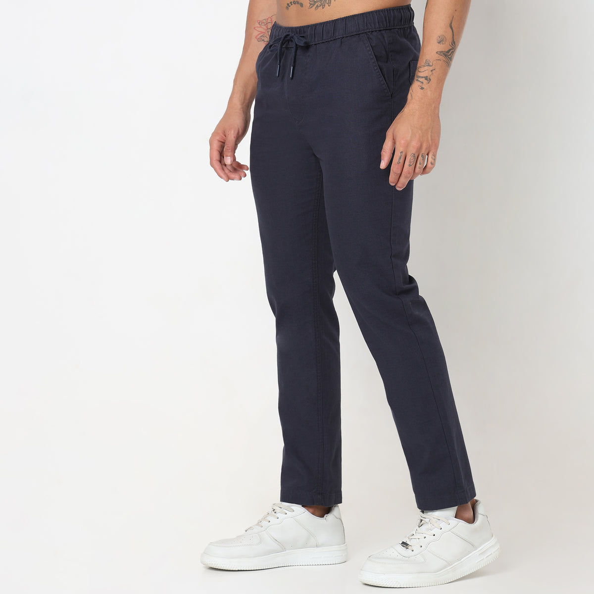 Regular Fit Solid Mid Rise Lounge Pants