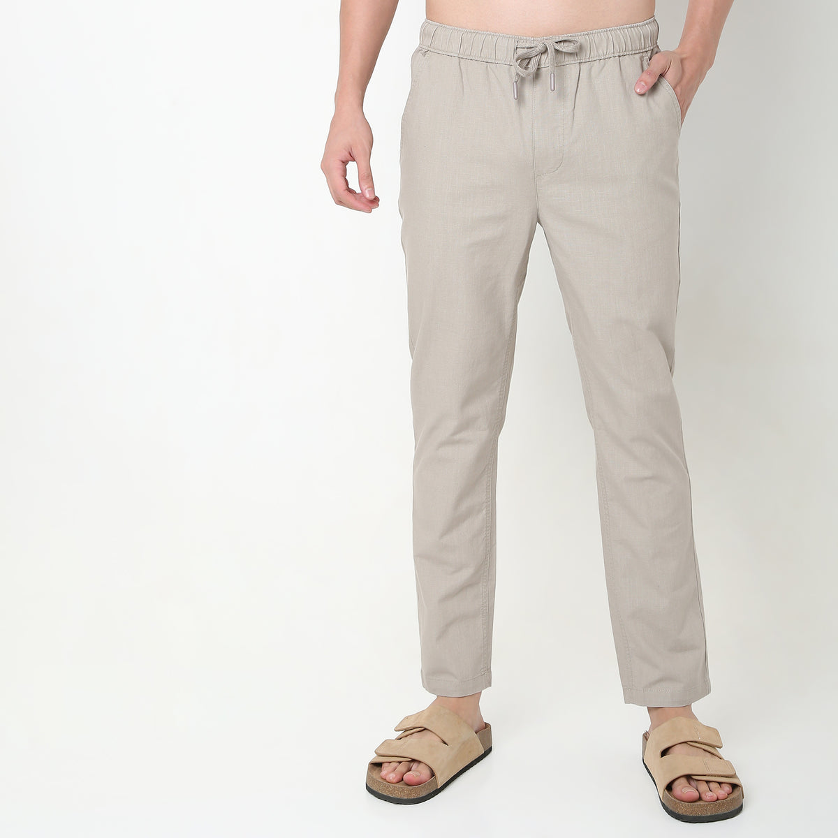 Regular Fit Solid Mid Rise Lounge Pants