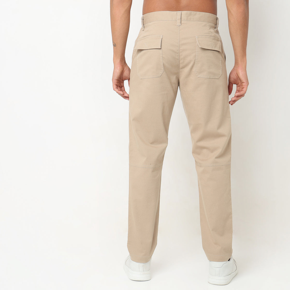 Regular Fit Solid Mid Rise Pants