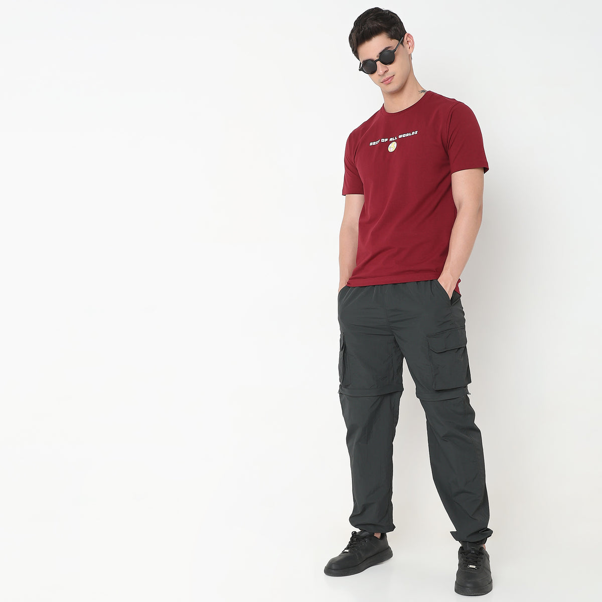 Oversize Solid Mid Rise Joggers