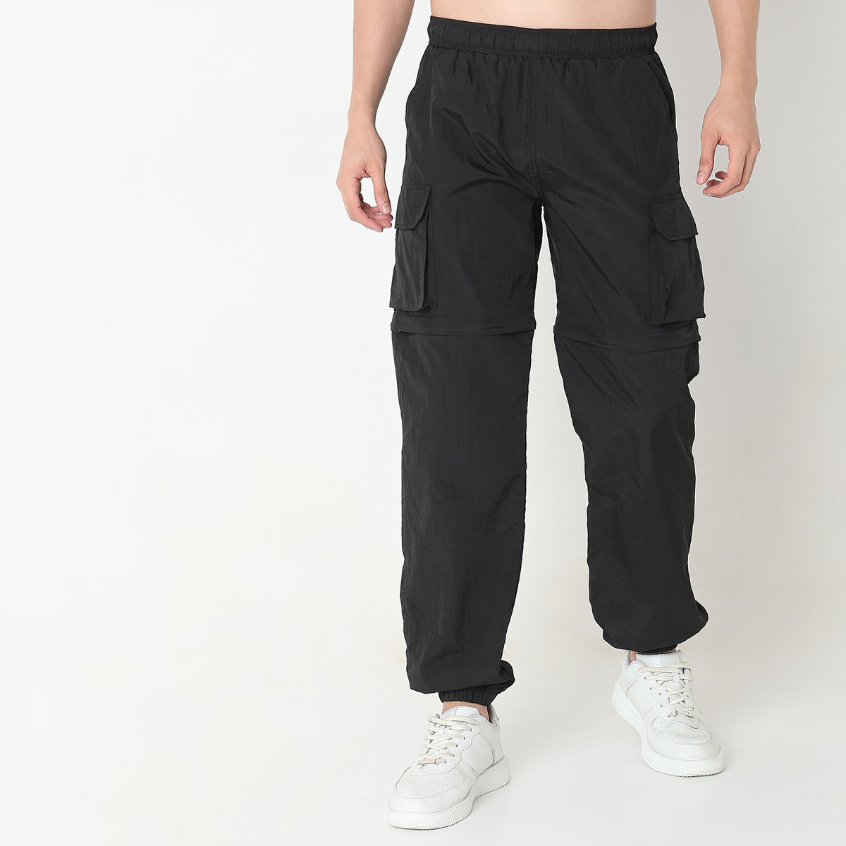 Oversize Solid Mid Rise Joggers