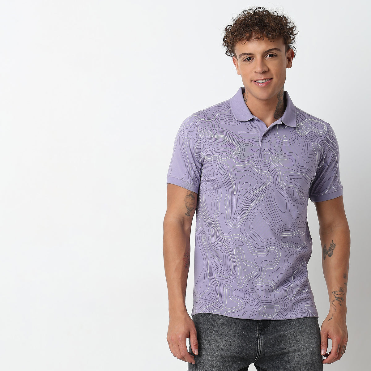 Regular Fit Printed Polo T-shirt