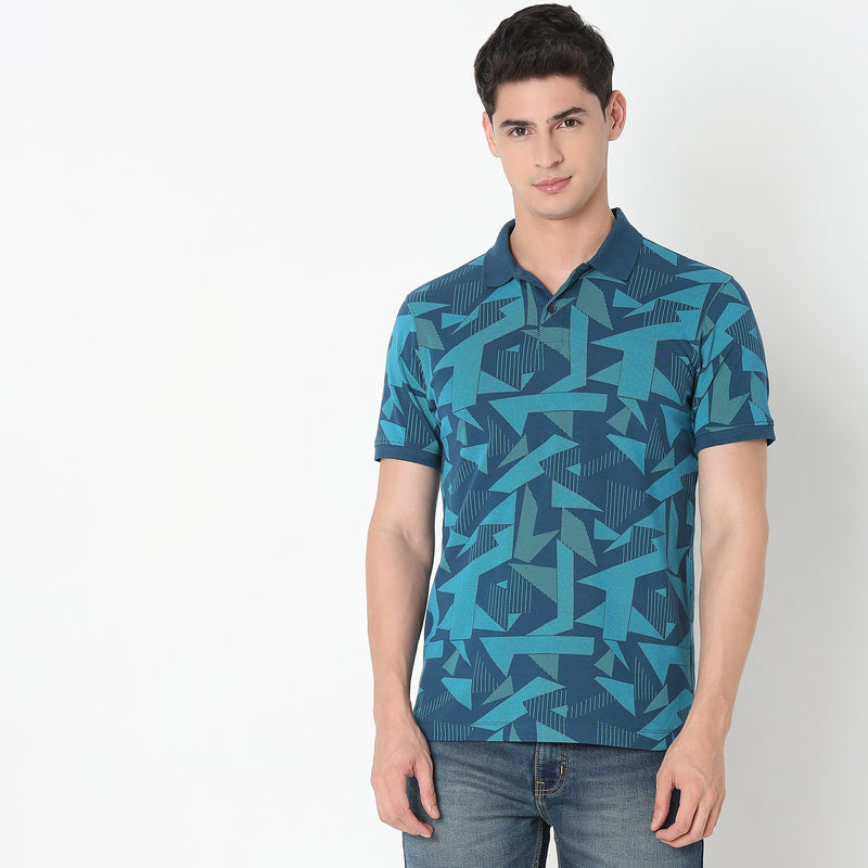 Regular Fit Printed Polo T-Shirt