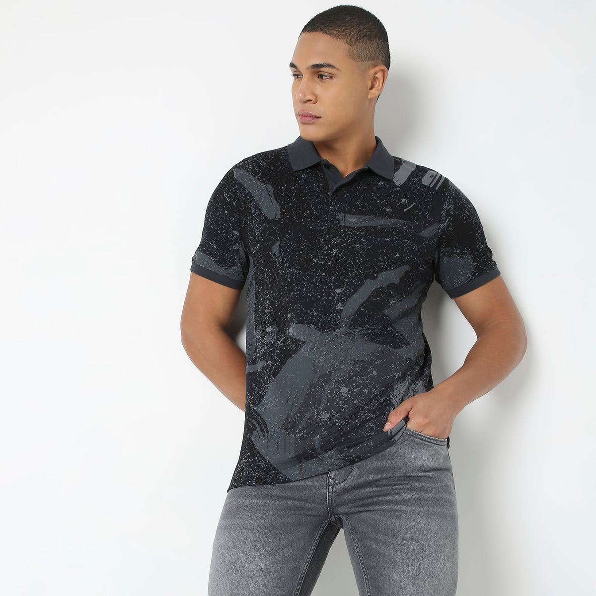 Regular Fit Printed Polo T-Shirt