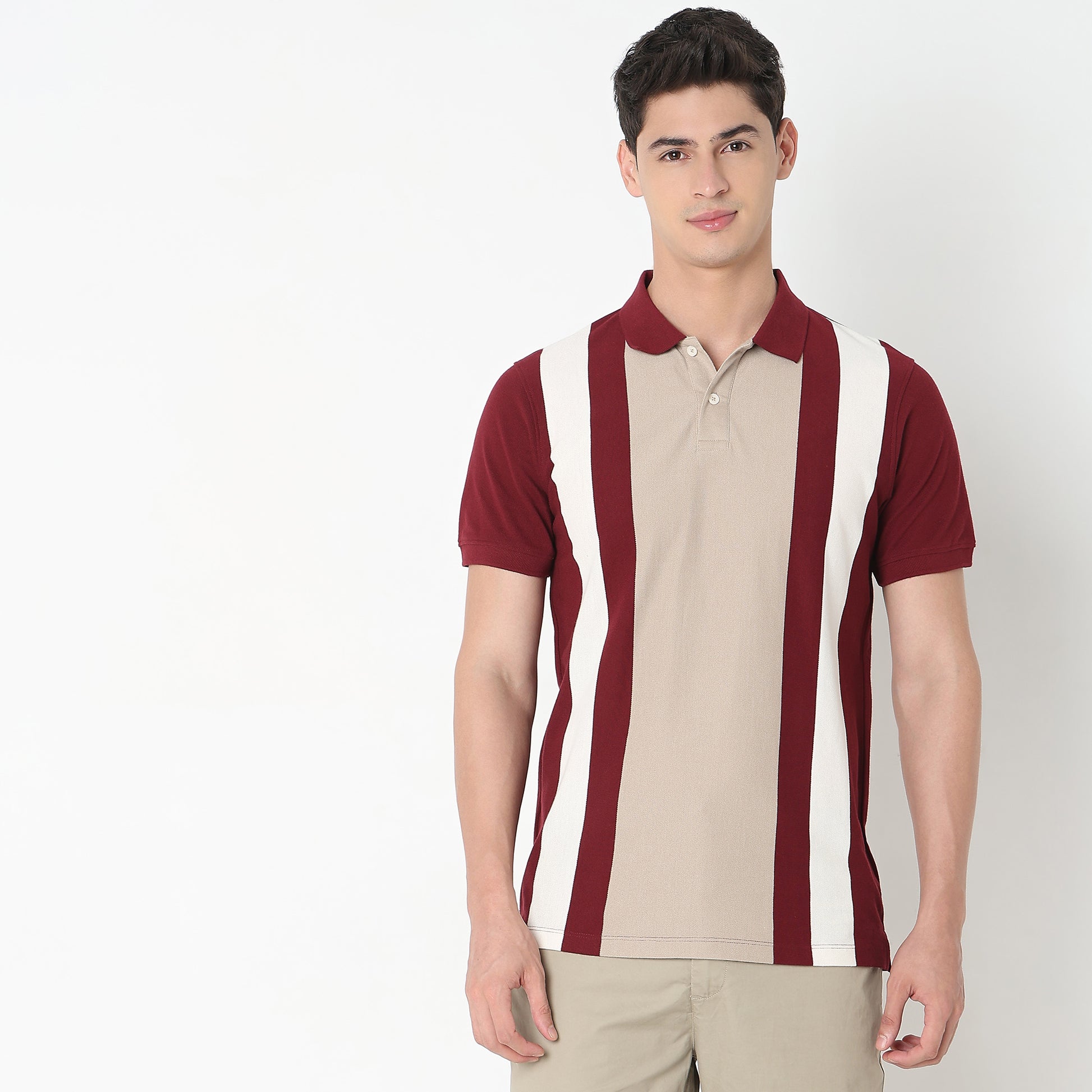 Regular Fit Striped Polo T-Shirt