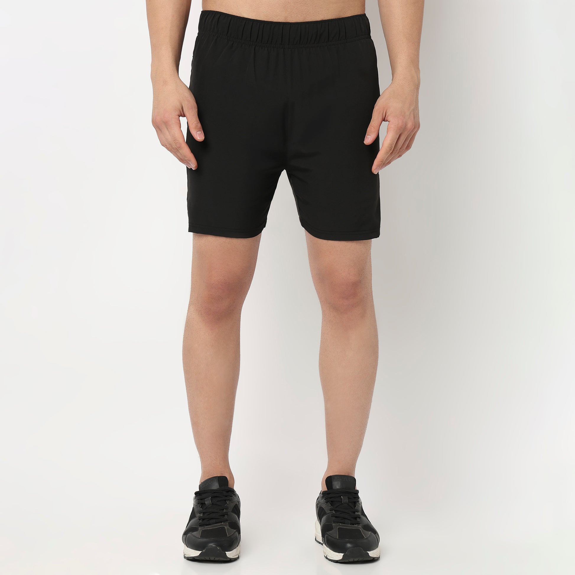 Regular Fit Solid Mid Rise Shorts