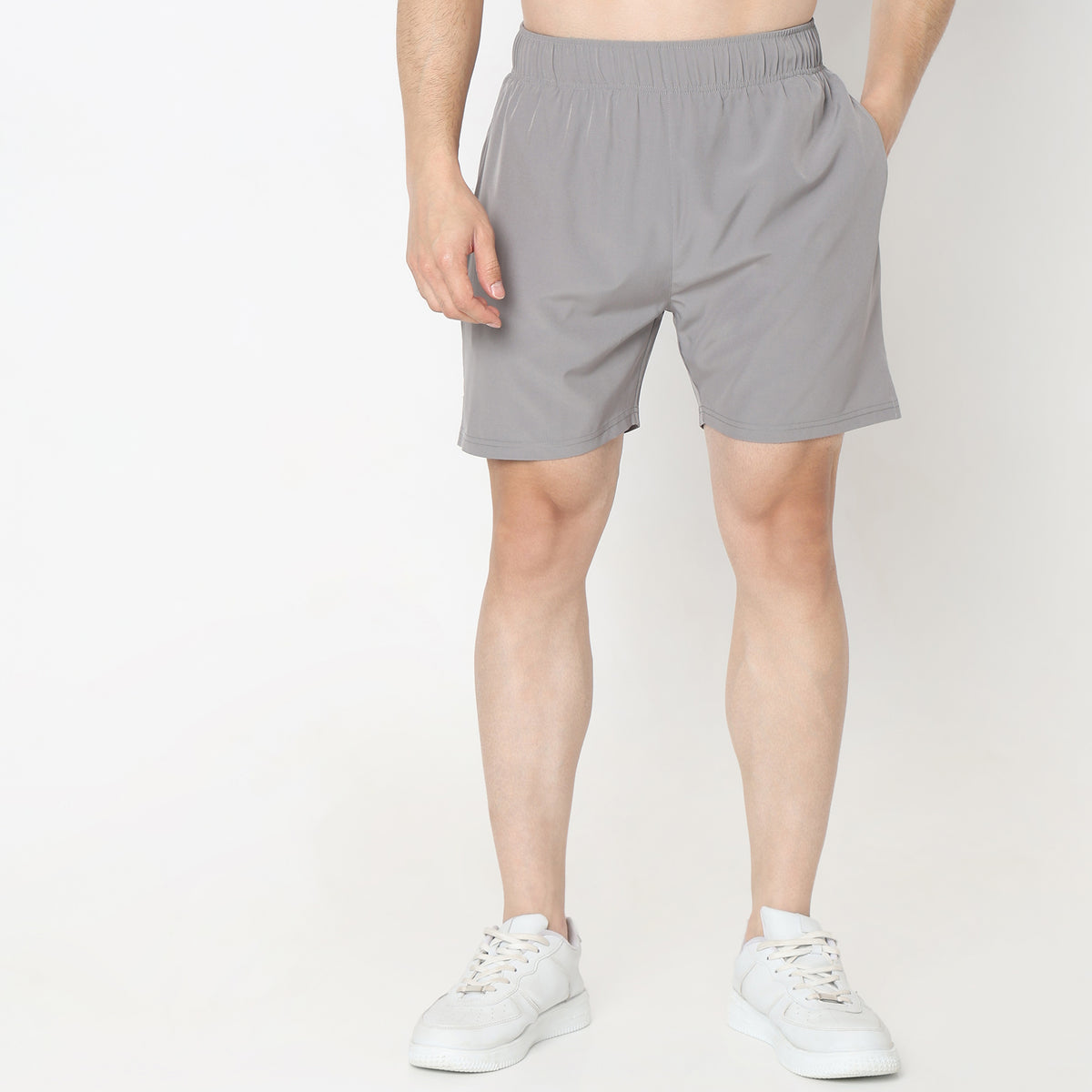 Regular Fit Solid Mid Rise Shorts