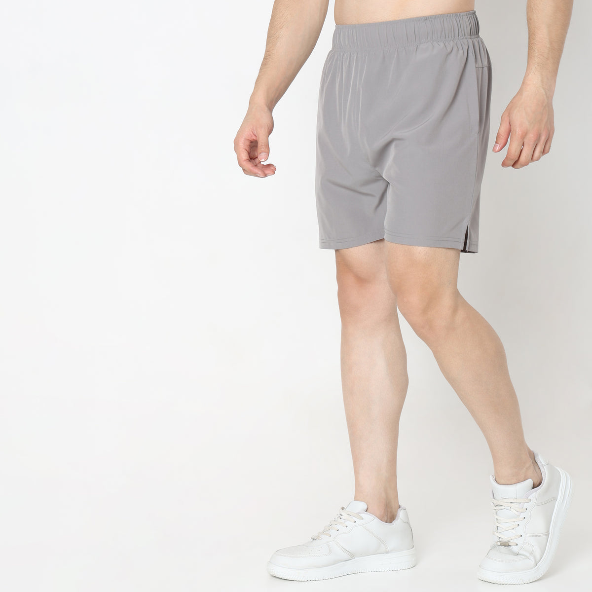 Regular Fit Solid Mid Rise Shorts