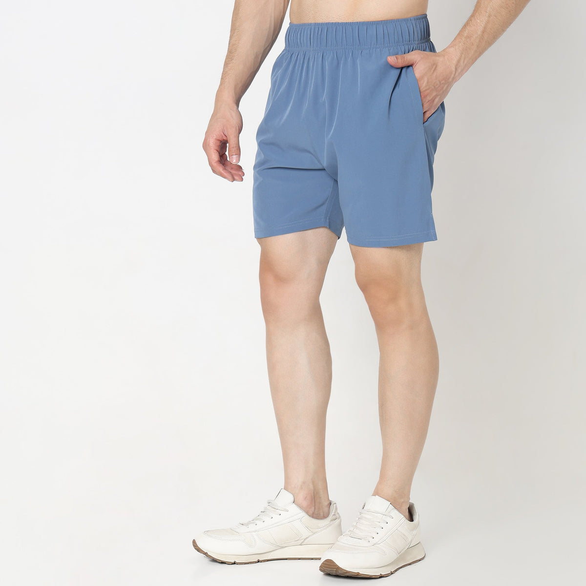 Regular Fit Solid Mid Rise Shorts