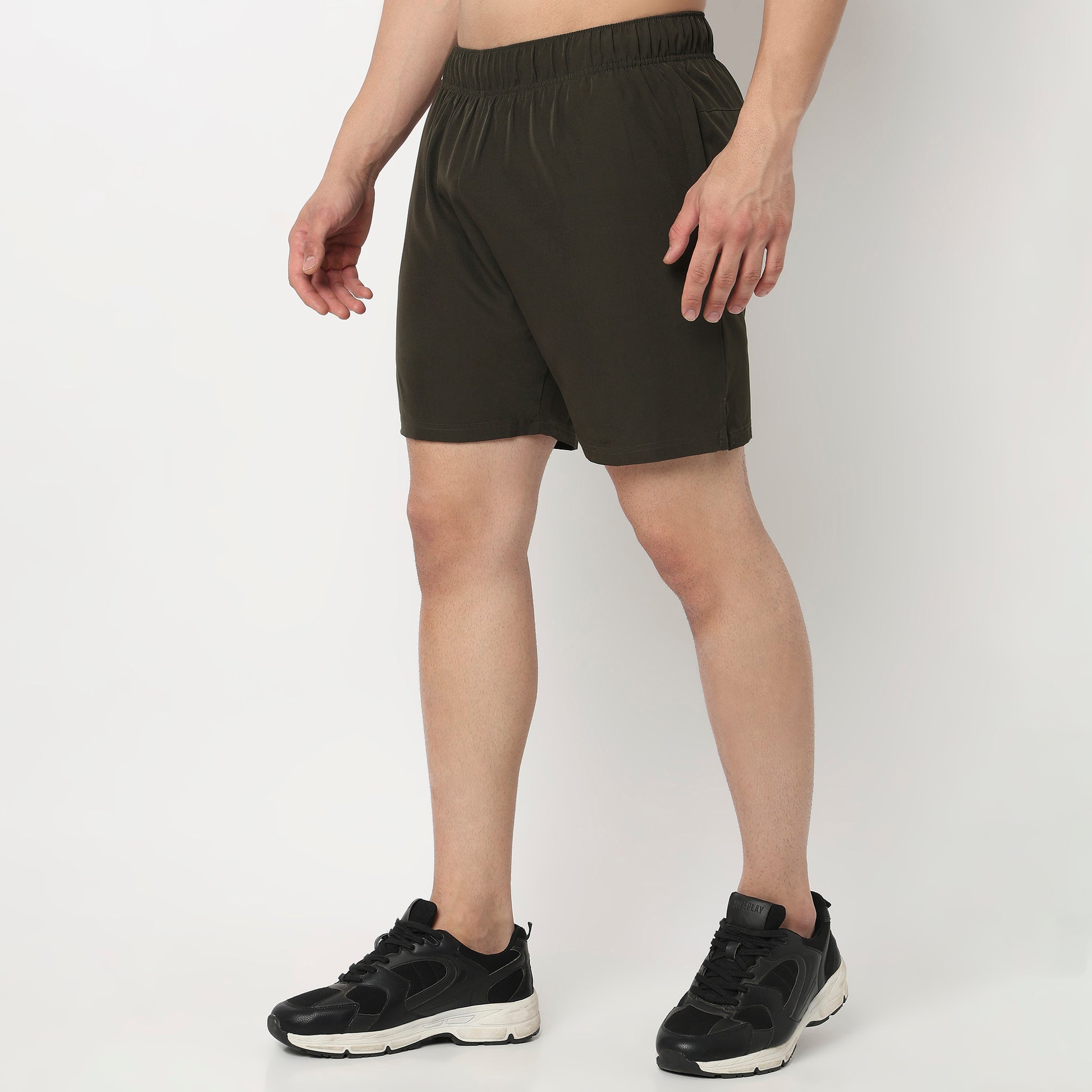 Regular Fit Solid Mid Rise Shorts