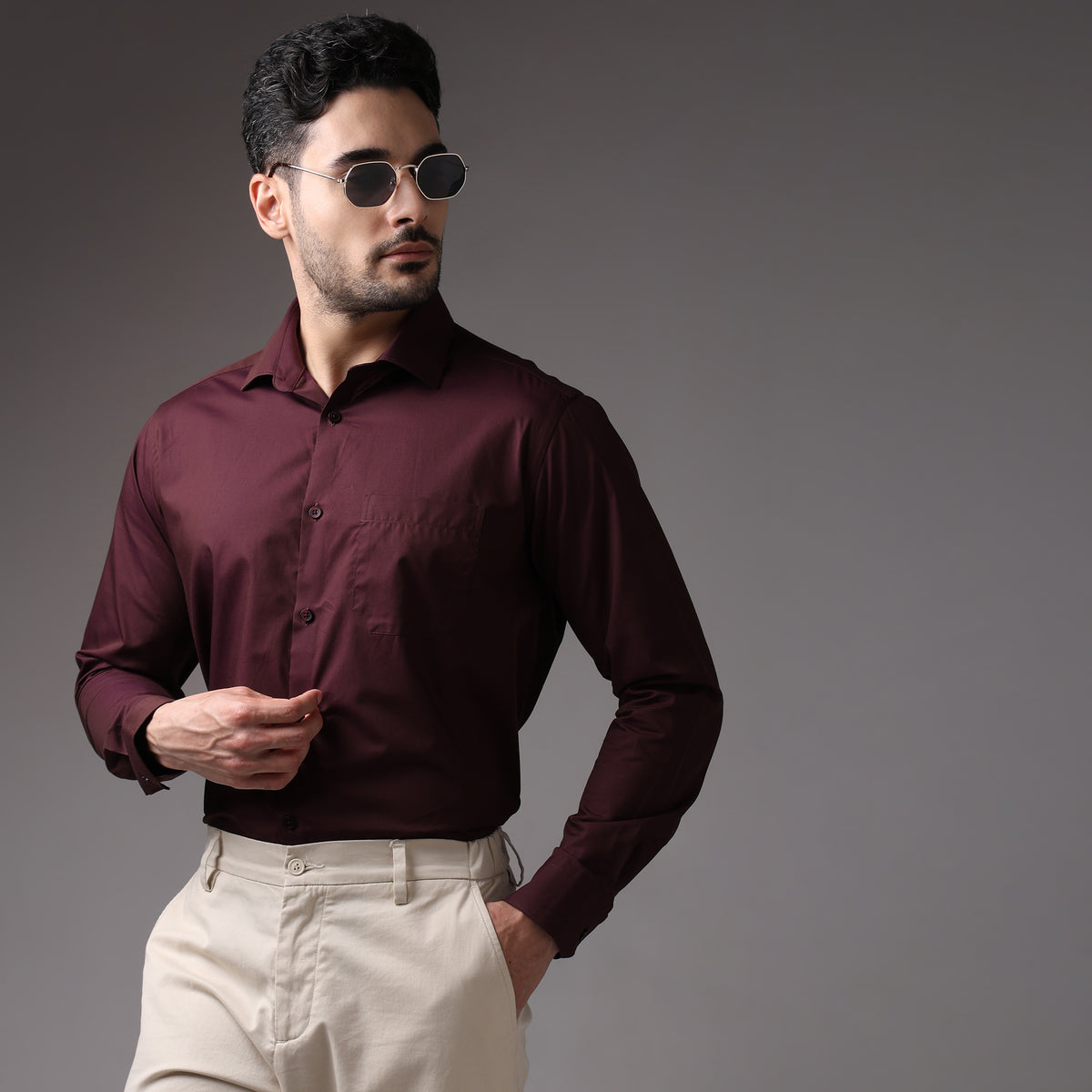 Slim Fit Solid Shirt