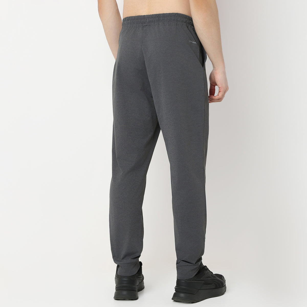 Regular Fit Solid Mid Rise Trackpants