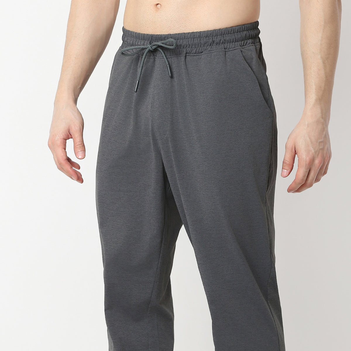 Regular Fit Solid Mid Rise Trackpants