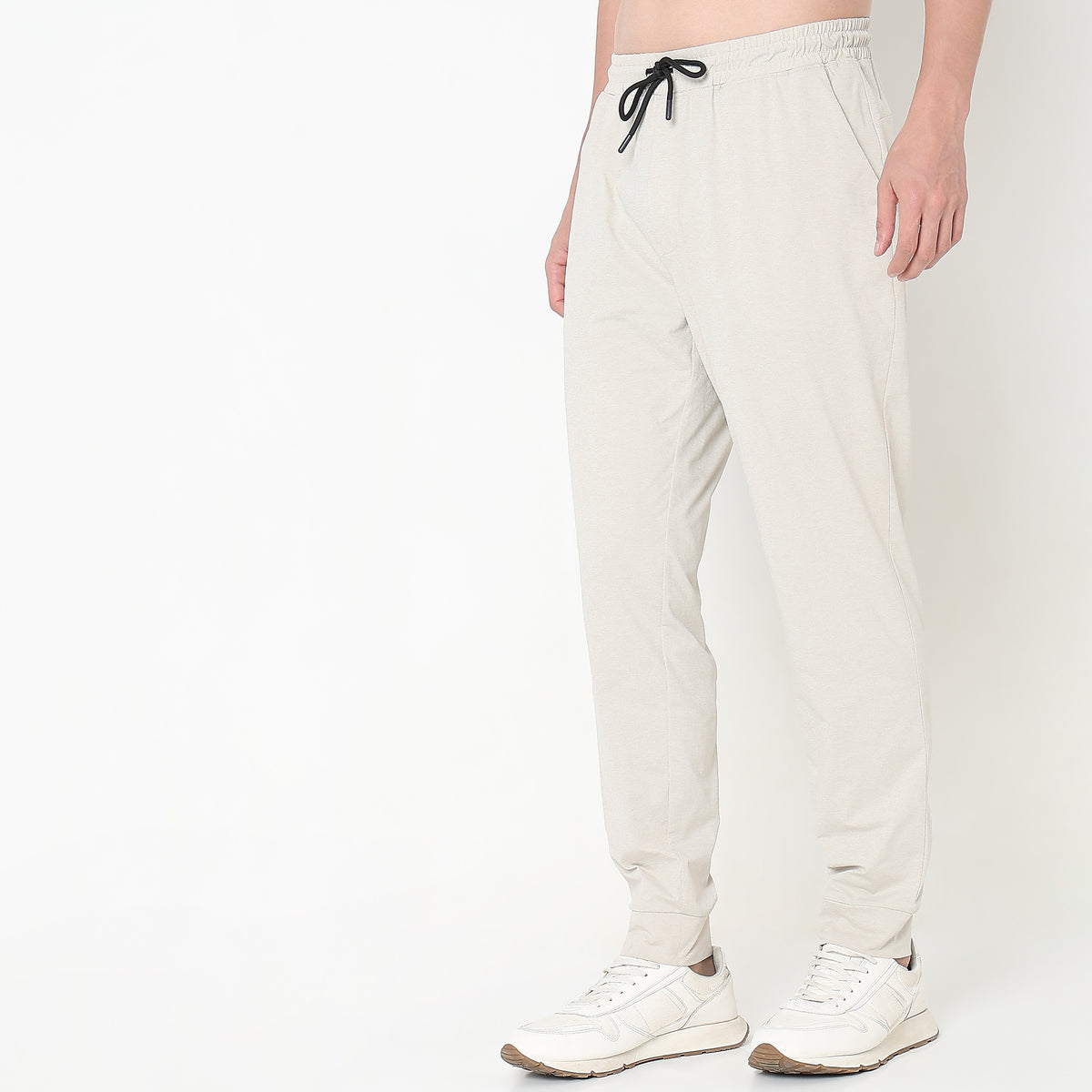 Regular Fit Solid Mid Rise Trackpants