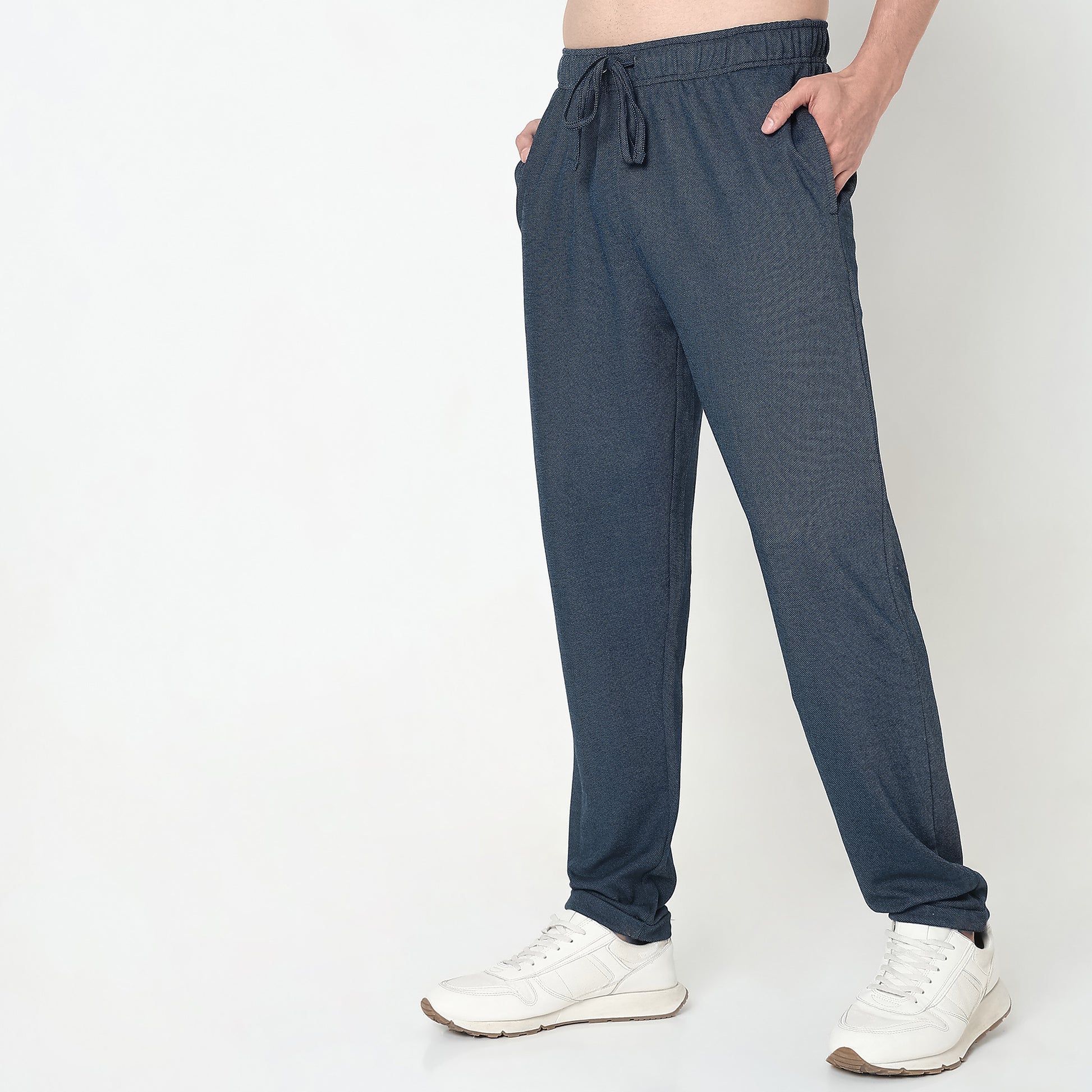 Regular Fit Solid Mid Rise Trackpants
