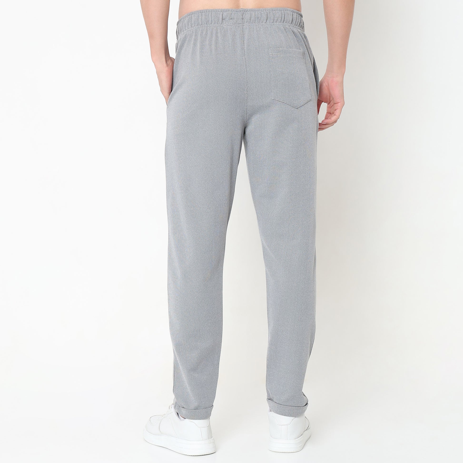 Regular Fit Solid Mid Rise Trackpants