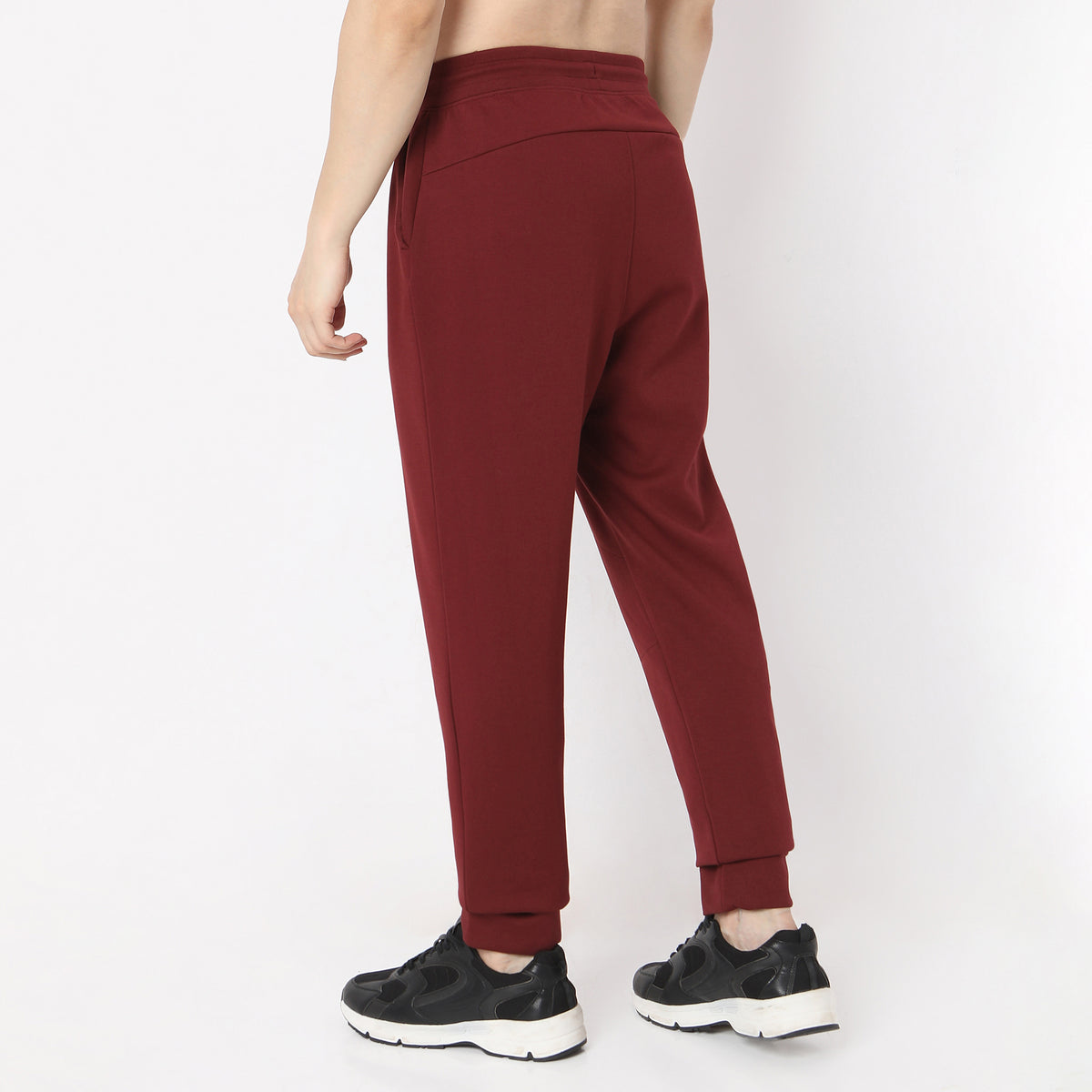 Regular Fit Solid Mid Rise Trackpants