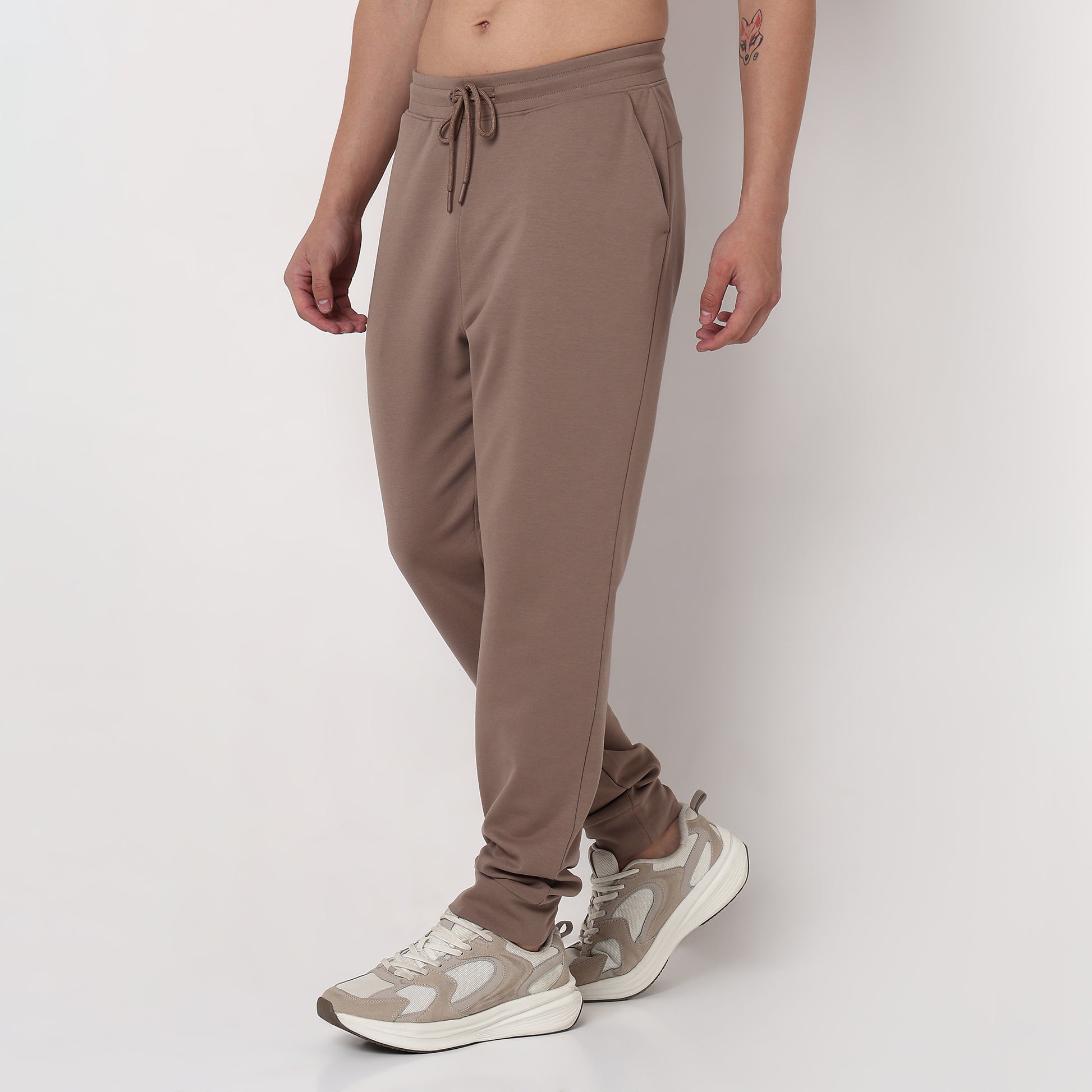 Regular Fit Solid Mid Rise Trackpants