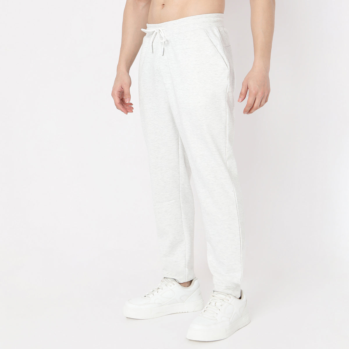 Regular Fit Solid Mid Rise Trackpants