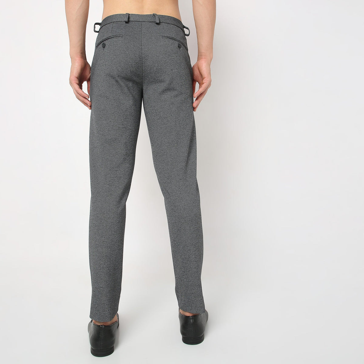 Regular Fit Solid Mid Rise Trousers