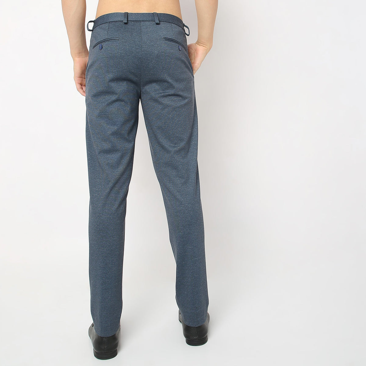 Regular Fit Solid Mid Rise Trousers