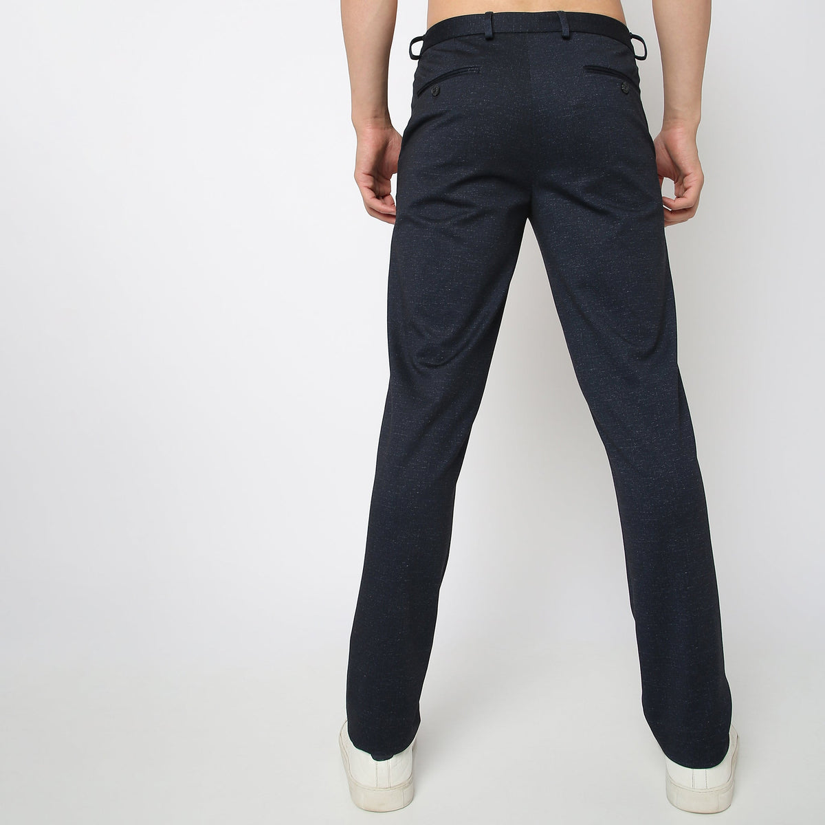 Regular Fit Solid Mid Rise Trousers